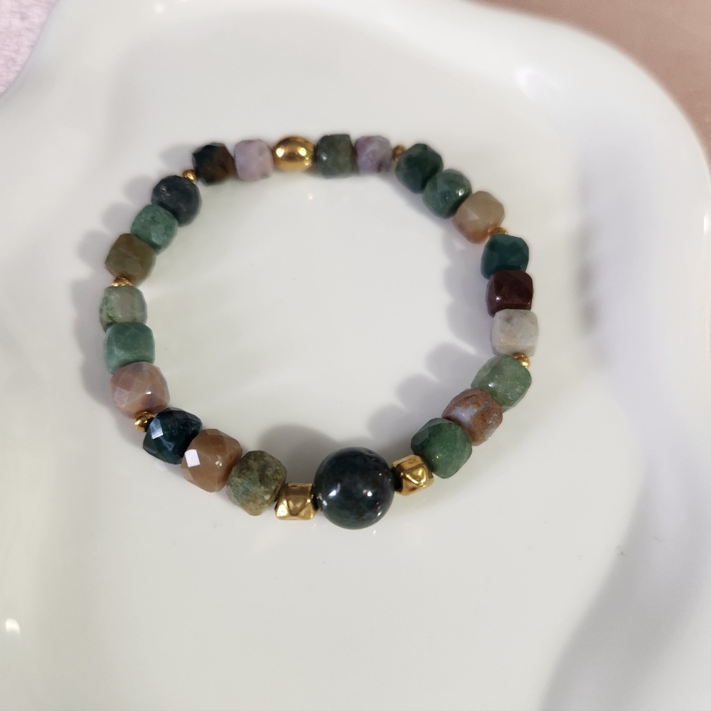 Handmade Indian Agate Beaded Bracelet
